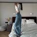 Women's Clothing Classic High Waist Loose Slim Hot Girl Jeans Washed Blue Street Style Wide Leg Trousers For Women_ecoleips.com