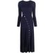 Fashionable Temperament Long Sleeved Woolen Round Neck Metal Diagonal Buckle Side Slit Bottom Slim Fit Dress_ecoleips.com