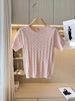 Women's Summer Knit Top With Twisted Yarn Detail Round Neck Short Sleeve Casual Stretchy Pullover Sweater_ecoleips.com