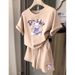 Women's Summer Running Outfit Set | Breathable Short Sleeve Top & Loose Shorts (Trendy, Comfortable & Youthful Style)_ecoleips.com