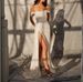 Elegant Sparkling Slit Long Sleeve Party Dress For Women – High-Low Hem, Sweetheart Neckline, Flowy A-Line Silhouette_ecoleips.com