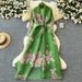 Loose Dress Fashionable Versatile Lapel Waist Cinching Belted Mid-Length Pleated Printed Coat_ecoleips.com