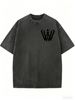 Vintage Washed Black Oversized T Shirt Women Minimal Crown W Logo Small Chest Print Loose Short Sleeve Casual Basic Tee Streetwear_ecoleips.com