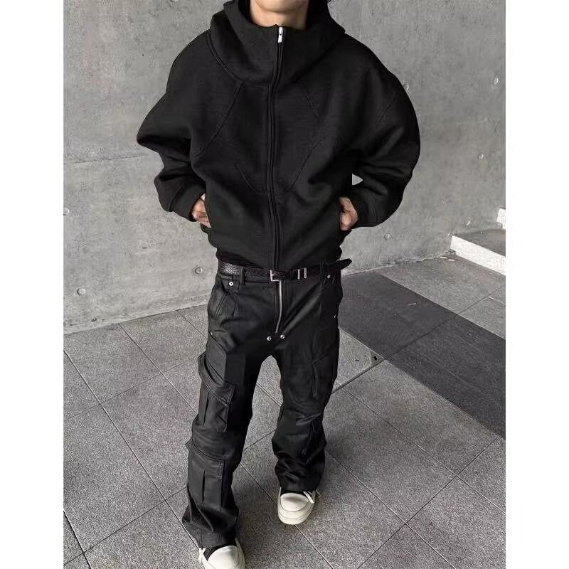 Gray Fleece-lined Thickened Sweatshirt For Women, Autumn/winter 2024, High-end American Retro Style, Hooded,_ecoleips.com