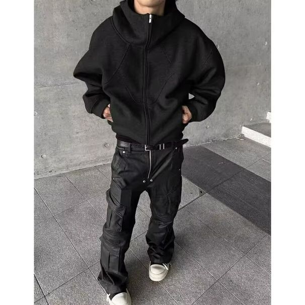 Gray Fleece-lined Thickened Sweatshirt For Women, Autumn/winter 2024, High-end American Retro Style, Hooded,_ecoleips.com