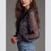 Voya Women's Romantic Boh Deep Deep V-neck Paisley Ruffle Chiffon Lining Top Available In Multiple Colors_ecoleips.com