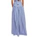 Striped Two-Piece Set – Tie-Front Blouse & Flowy Skirt (Blue, S-XXXL) | Casual Elegance For Women_ecoleips.com
