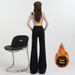 YKK Popular 2025 Autumn And Winter New Elastic High-waisted Slim-fit Micro-flared Black Jeans For Women With Fleece_ecoleips.com