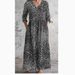 Women's Long Sleeved V Neck Printed Dress Style Fashionable High End Clothing_ecoleips.com