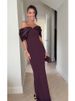 "Elegant Off-Shoulder Bodycon Dress For Women – Slim Fit Long Formal Dress, High Waist, Sexy Party & Evening Gown (Purple/White/Black, S/M/L)"_ecoleips.com