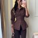 Elegant Belted Blouse For Women – Long Sleeve Wrap Shirt With Waist Tie (Red/White/Brown/Navy, S-2xl) – Office & Casual Wear_ecoleips.com