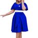 C8624 Plus Size Women's Summer Fashion Elegant V-Neck Bell Sleeve Hem African Export Dress_ecoleips.com