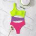 Women's Clothing New Swimsuit One Piece Color Stitching Contrast Color Swimsuit Sexy Hollow Bikini_ecoleips.com
