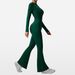 Women's Clothing New Nude Zipper Long Sleeved Yoga Jumpsuit Slim Fit Fitness Flared Pants Hot Girl Pants_ecoleips.com