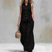 Effortless Cotton Linen Lounge Set – V-Neck Vest & Wide-Leg Pants (Wine Red/Black/Navy/Beige) | Breathable Two-Piece Outfit For Summer_ecoleips.com
