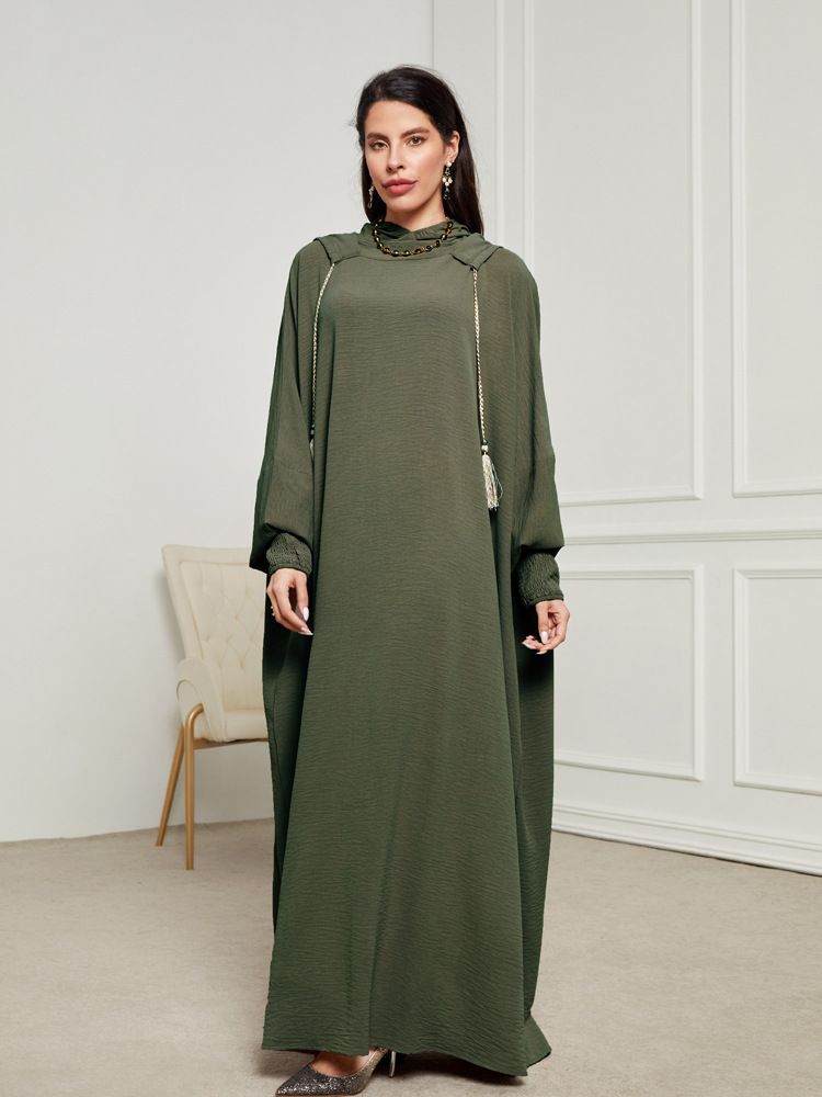 New Muslim Hooded Headscarf Long Skirt Rope Fashionable And Elegant Dress Robe_ecoleips.com