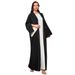 Women's Muslim Cardigan Abaya Dubai Saudi Arabia Long Dress Color Block_ecoleips.com