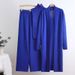 European And American Style Solid Color Casual Suit For Women Shawl Coat V-neck Base Knitted Sweater + Wide-leg Long_ecoleips.com