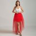 Women's Clothing Sexy Fashion Swallowtail Mesh Skirt Short Front Long Back Irregular Fluffy Skirt_ecoleips.com