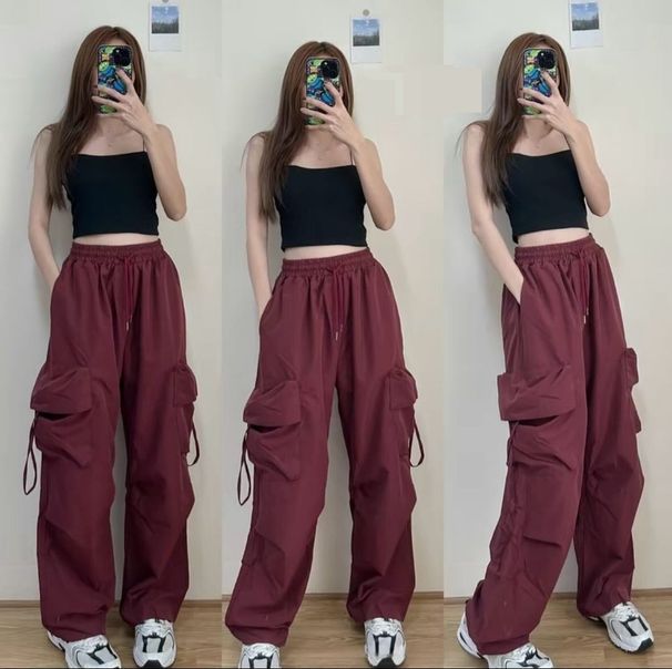 Women's High Street Cargo Pants – Straight Leg, Oversized Fit, Y2K Aesthetic | 9 Vibrant Colors | (Stretch Fabric, Utility Pockets, Machine Washable)_ecoleips.com