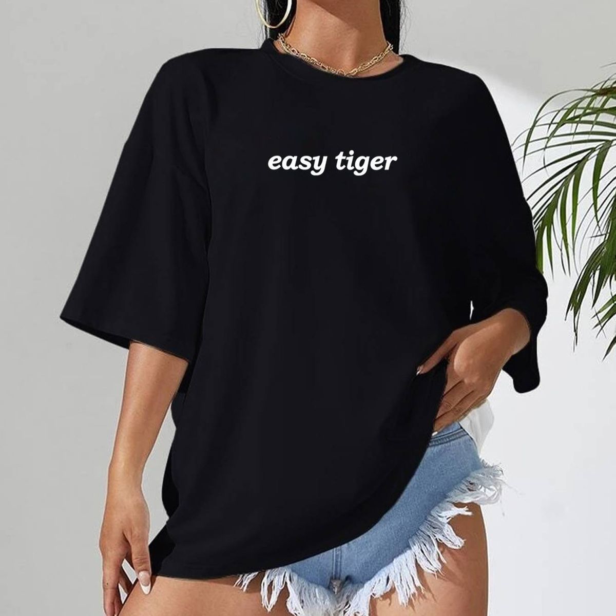 Women's Clothing Women's Casual Black T-Shirt Round Neck Short Sleeve Letter Print Simple Sports Top Style Loose Fit_ecoleips.com