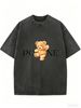 Women's Vintage Washed Teddy Bear T-Shirt, Oversized Graphic Tee, Casual Streetwear Summer Top_ecoleips.com