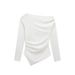 Women's Asymmetrical Pleated T-Shirt Long Sleeve Solid Color European And American Style Top for Autumn Foreign Trade_ecoleips.com