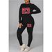 Women's Clothing Large size fat woman autumn and winter women's clothing printed personality casual two piece suit_ecoleips.com
