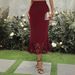 Women's Clothing new elegant knitted hip-wrapped hollow burnt flower fishtail skirt mid-length skirt one piece delivery_ecoleips.com