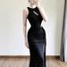 Sweet, Sexy, Fashionable, Asymmetrical Hem, Waist-cinching, Tie-waist, Bodycon, Summer Slim-fit, Elegant Knitted Dress_ecoleips.com