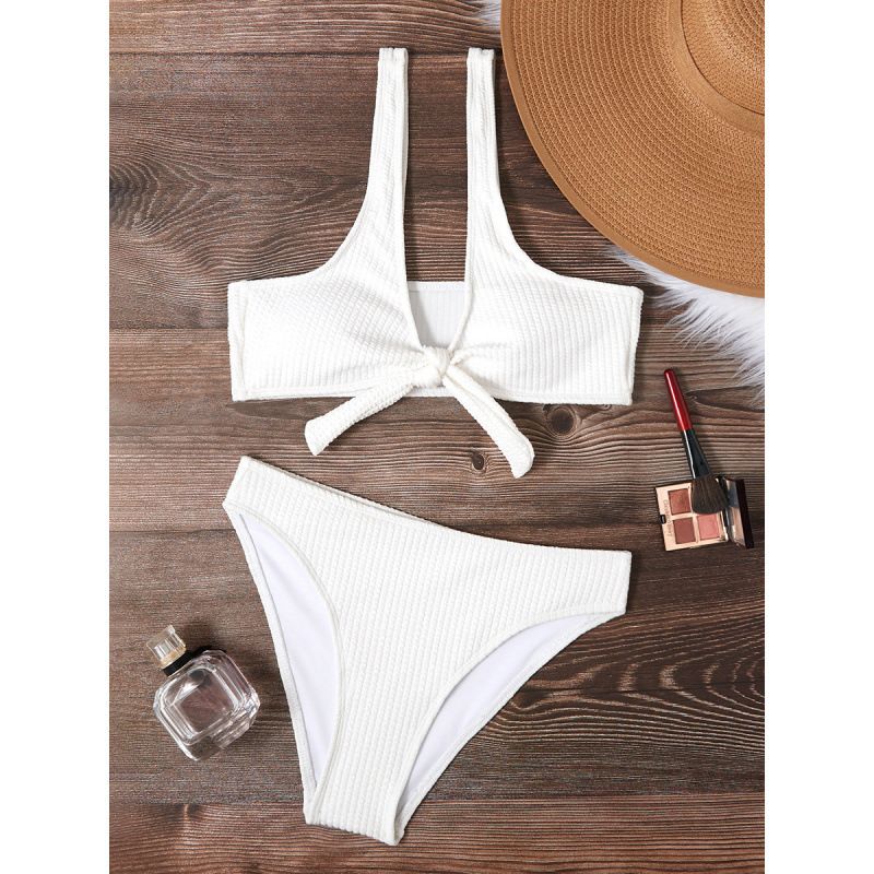Women's Sexy Hollow-Out Bikini Set Two-Piece Striped Swimsuit for Beach Pool Soft Nylon Spandex Blend Black Orange White S M L XL_ecoleips.com