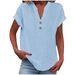 Aria Basics Aria Basics 2025 Cross-Border European And American Spring New Women's Fashion Solid Color V-Neck Button Cotton-Linen Short-Sleeve_ecoleips.com