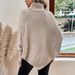 High-Neck Cape Knit Sweater – Women’s Batwing Sleeve Button-Detail Pullover For Autumn & Winter (Khaki/Black/Gray, One Size, Gothic Elegance)_ecoleips.com