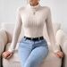 Exclusive Cross-border Supply: French-style High-neck Long-sleeve Knitted Ribbed Jumpsuit Top With A Fashionable And_ecoleips.com