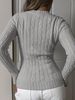 style cable knit quarter zip sweater – emium cotton blend, embroidered logo, preppy casual pullover in heather grey_ecoleips.com