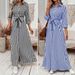 Women's Long Sleeve Striped Shirt Dress - Stylish Office Wear & Casual Spring Outfit With Button Front & Flowy Design_ecoleips.com