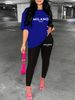 Women's Casual Loose And Fashionable MILANO ITALIA Pattern Print Loose T-shirt+cropped Pants Two-piece Set Home Sportswear Daily Wear-431_ecoleips.com