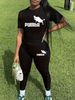 Women's Casual Loose And Fashionable Letter Pattern Print Loose T-shirt+cropped Pants Two-piece Home Sportswear Daily Wear-403_ecoleips.com