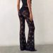 Women's Summer Casual Slim Fit Printed Lace High Waist Flare Pants New_ecoleips.com