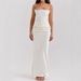 Women's Sexy Strapless Long Dress Solid Color Waist Pleated Elegant Bodycon Dress_ecoleips.com