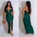 Women's solid color sexy sequined backless long skirt dress_ecoleips.com
