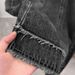 Women's High-Waisted Straight Denim Skirt with Frayed Edges Trendy Pear Shaped A-Line Bodycon Midi Skirt in Black Or Grey_ecoleips.com