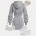 Spors Sweashir Se 2025 European American Spring Sree Fashion Gray Jacke And Shors Two-Piece Women's_ecoleips.com