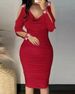 2023 Foreign Trade European And American Women's Clothing Rhinestone V-neck Pleated Bodycon Dress With_ecoleips.com