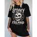 European Size Summer Casual Skull Print T-Shirt Pure Cotton EZwear Women's Clothing Tops_ecoleips.com