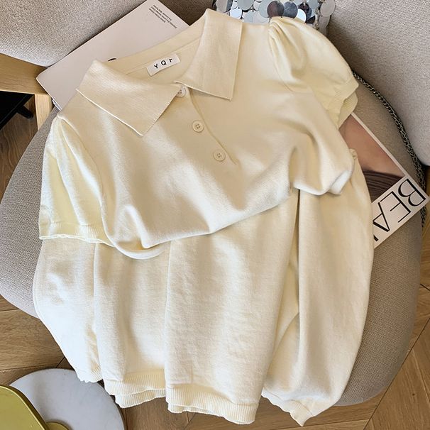 Women's Clothing Women's Style College Polo Collar Dress Short Sleeved Knitted Summer For Formal & Casual For Women_ecoleips.com