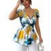 Women's Slim Fit Tie-Dye Pullover Top - Deep V-Neck Holiday Shirt (Summer Style, Lightweight & Comfortable_ecoleips.com