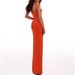 New European American High-end Sexy Straple Simple Style For Women, Slim Fit With Ruched Hem And Slit, Long Formal_ecoleips.com