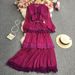 Plain Chiffon Long Sleeved Cake Dress 1868_ecoleips.com