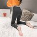 Women's High Waist Yoga Pants - Cotton Stretchy Leggings With Letter Print, Tummy Control & Ribbed Design, Medium Thick For Spring/Fall (Black, Grey)_ecoleips.com
